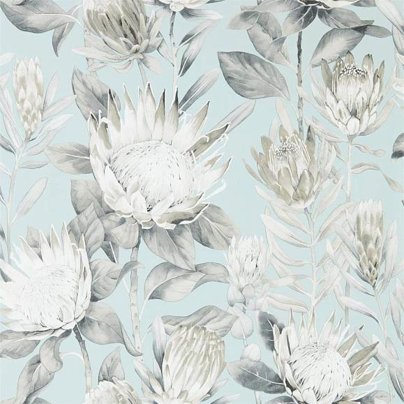 Обои Sanderson 216645 King Protea Aqua/Linen