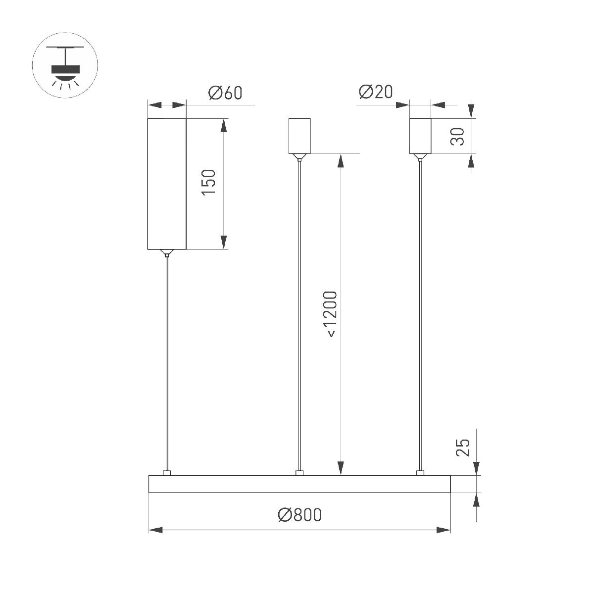 Подвесной светильник Arlight SP-CONGO-MULT-1-R800-42W Day4000 (GD, 120 deg, 230V) 046249