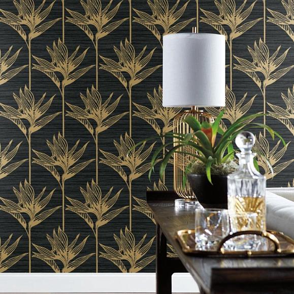 Обои York TC2674 Bird Of Paradise Black/Gold