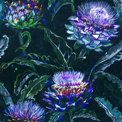 Панно Casadeco 85965719 Botanica Panoramique Cynara Violine