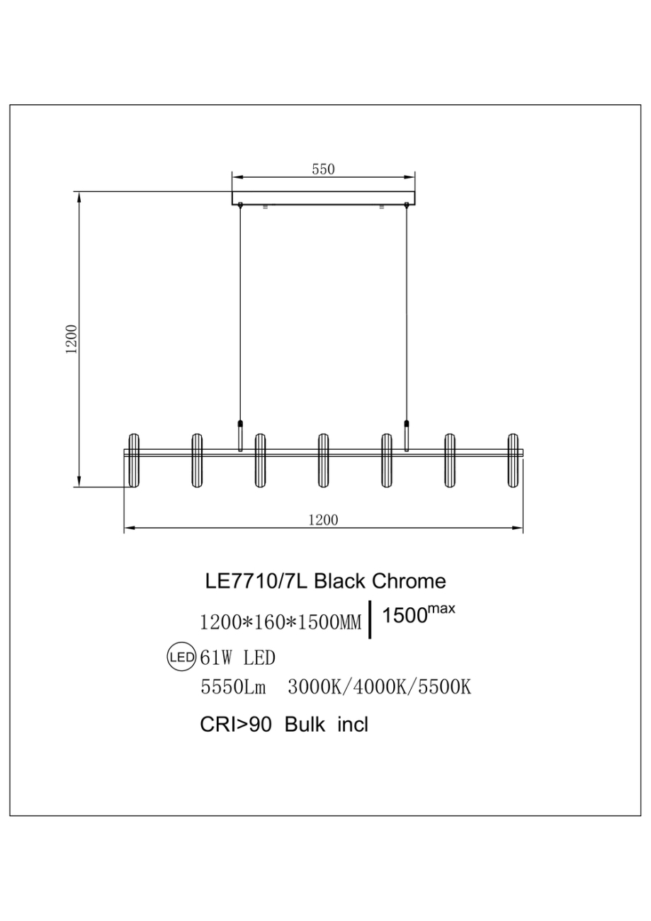Подвесная люстра Ani LE7710/7L Black Chrome