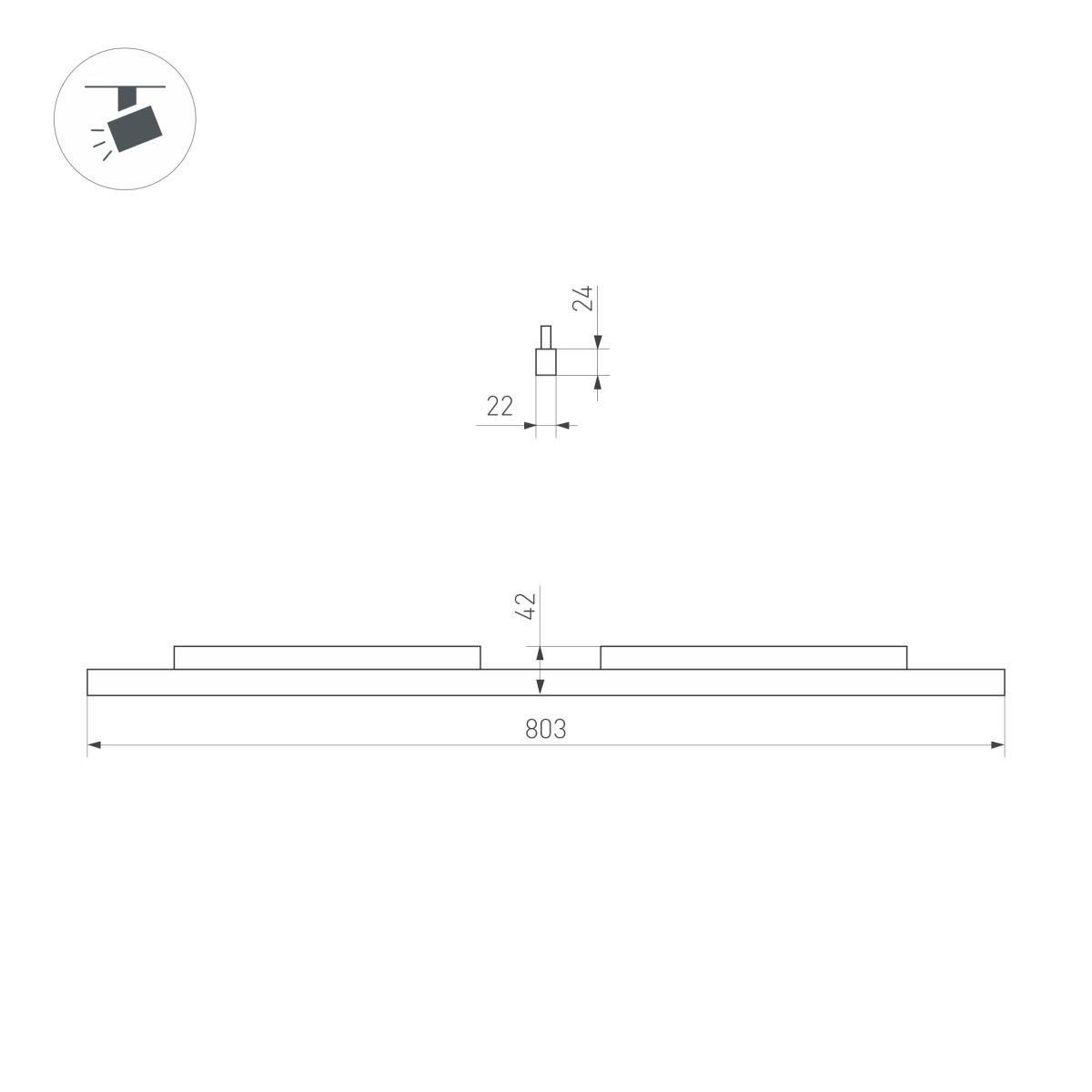 Трековый магнитный светильник Arlight MAG-ORIENT-FLAT-L800-27W Warm3000 (WH, 100 deg, 48V, DALI) (IP20 Металл) 060476