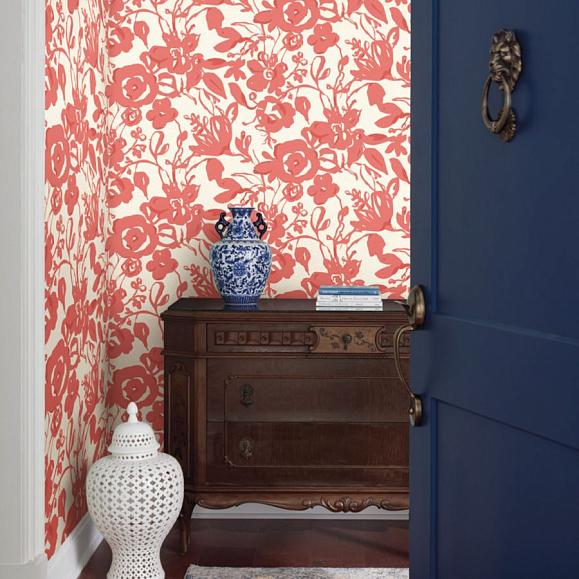 Обои York BL1731 Brushstroke Floral Coral