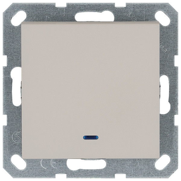 Выключатель одноклавишный со светодиодом 10A 250V с накладкой, цвет Тауп Jasmart G3011NT