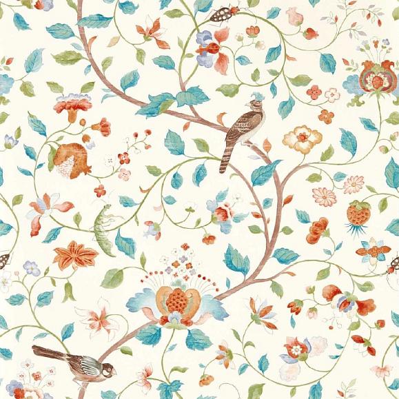 Обои Sanderson 217235 Aril's Garden Teal/Russet