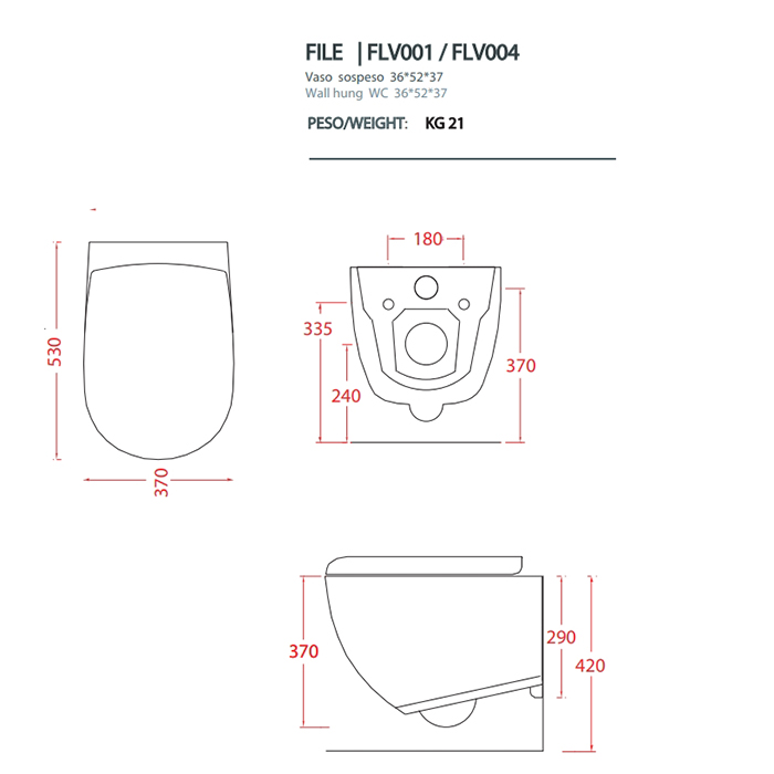 Artceram FILE 2.0 Унитаз подвесной Rimless 36x52 см, цвет: petrolio