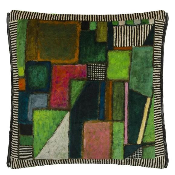 Подушка CCDG1578, Raku Patchwork Velvet, Emerald, Designers Guild 50 x 50см