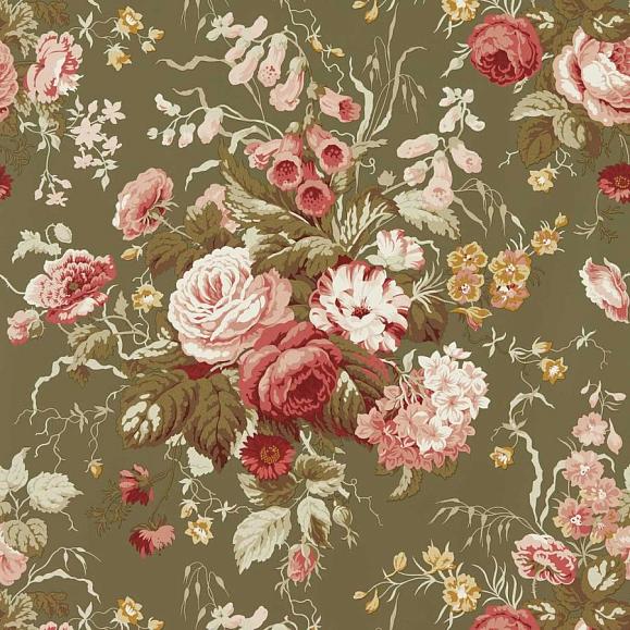 Обои Sanderson 217046 Stapleton Park Olive/Bengal Red