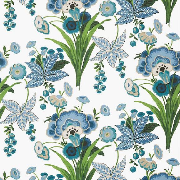 Обои Thibaut T20851 Pasadena Blue and Green