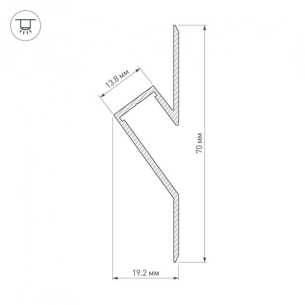 Профиль Arlight ARH-DECORE-S12-CAVE-F-2000 ANOD 023902