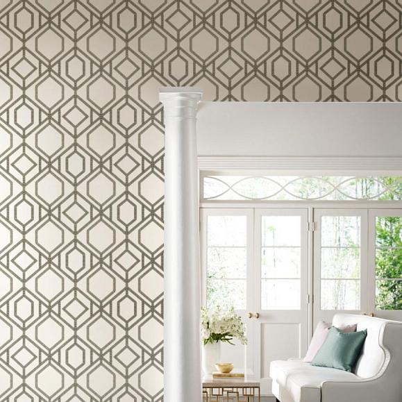 Обои York TC2635 Sawgrass Trellis White/Taupe