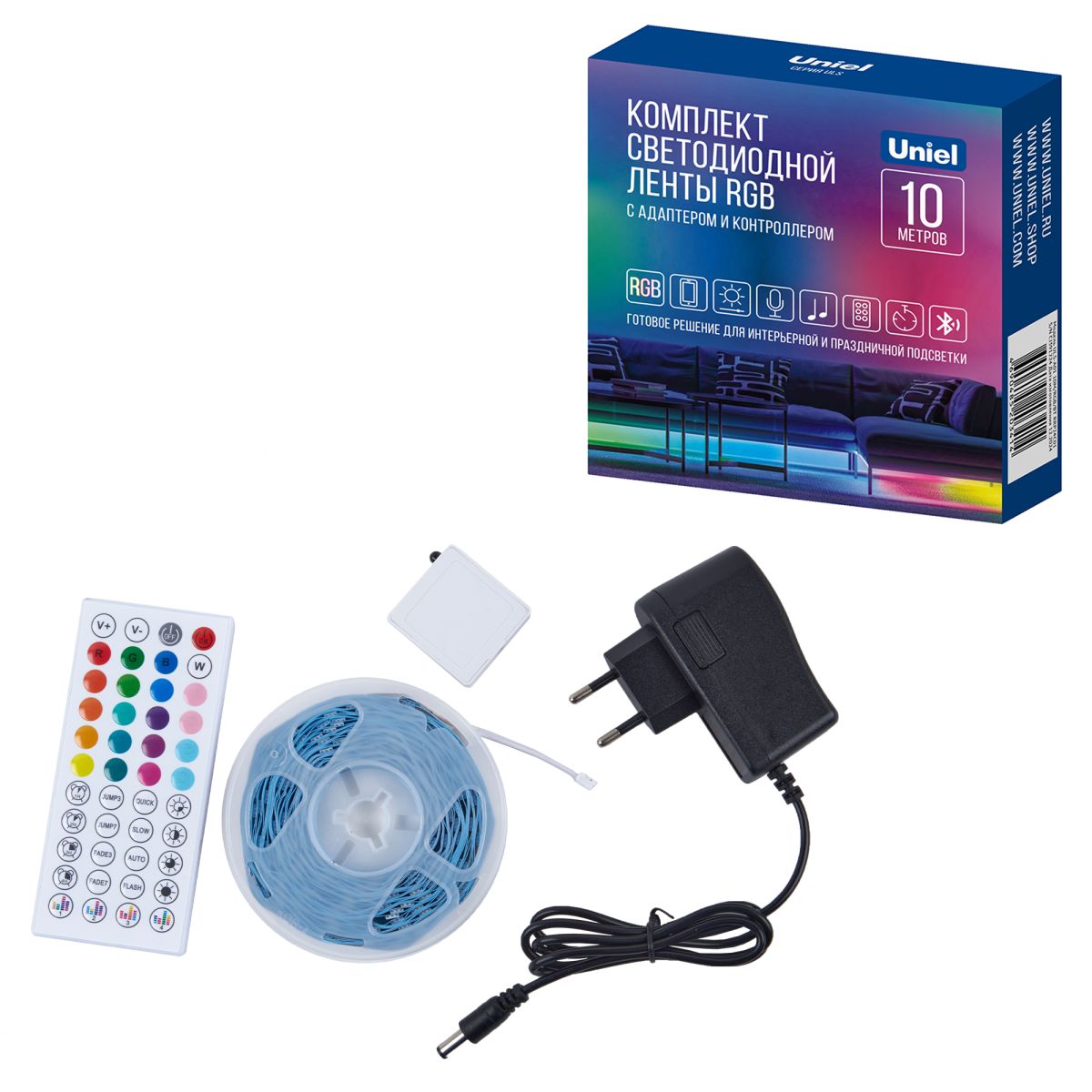 Светодиодная лента (комплект) Uniel ULS-A01 10M/RGB/BT RRP24C01 UL-00012815