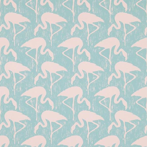 Обои Sanderson 214569 Flamingos Turquoise/Pink