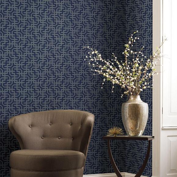 Обои York 5800 Dynastic Lattice Navy/Silver