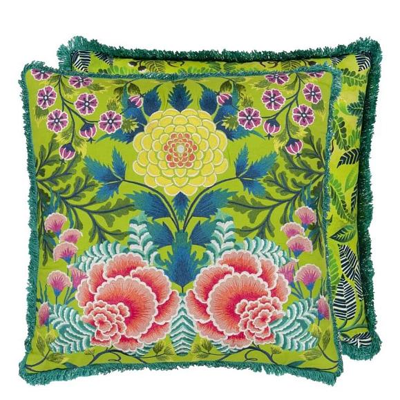 Подушка CCDG1464, Brocart Decoratif Embroidered, Lime, Designers Guild 50 x 50см