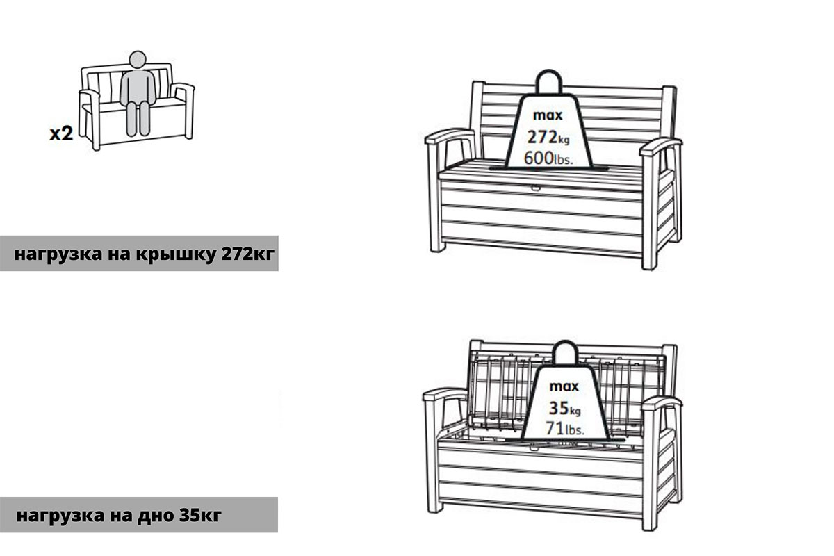 Сундук-скамья HUDSON STORAGE BENCH, коричневый