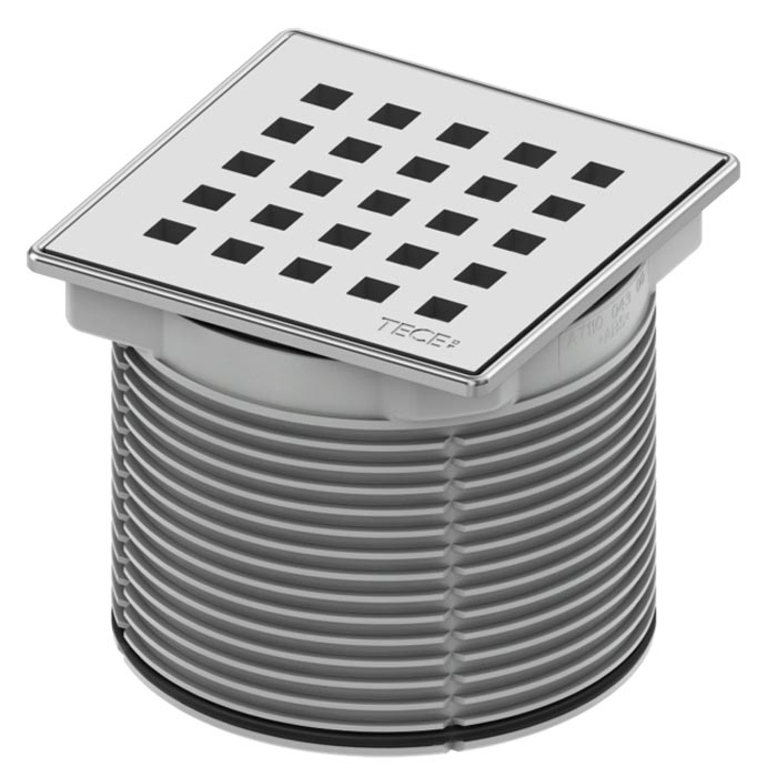 TECEdrainpoint S quadratum Декоративная решетка 100х100 мм с монтажым элементом, сталь