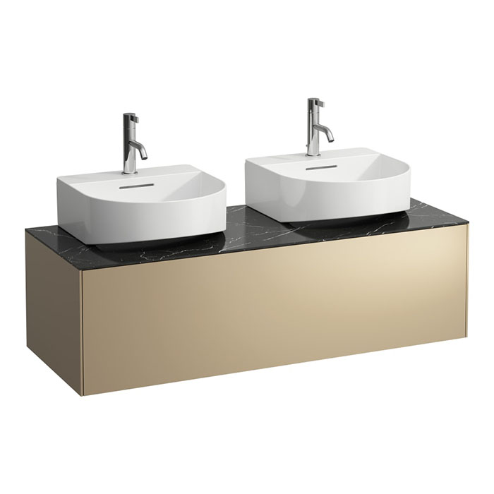 Laufen Sonar Тумба и раковина 117.7х45.5х34cм с 1 отв. под смеситель, цвет: золото/черный мрамор