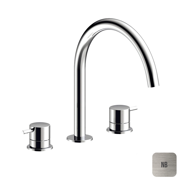 Almar Mixers Смеситель для раковины, 3 отв., без донного клапана, цвет: никель брашированный