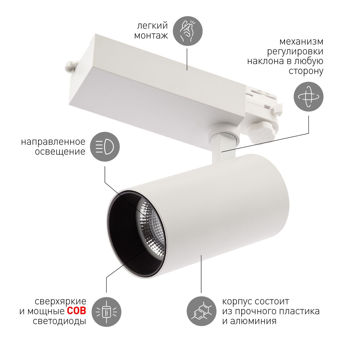 Трековый светильник ЭРА SТR-30-36-40K-W30 Б0049754