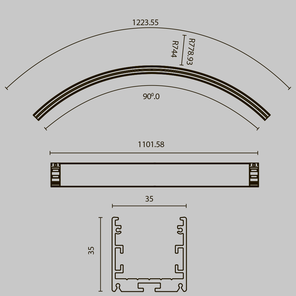 Радиусный профиль Maytoni Led strip ALM-3535R-B-EX-90°-1.5M