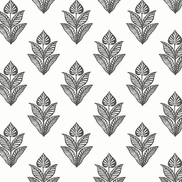 Обои York BW3977 Lotus Motif Soft Black/White