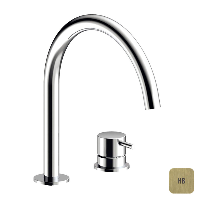 Almar Mixers Смеситель для раковины, 2 отв., без донного клапана, цвет: латунь брашированная PVD