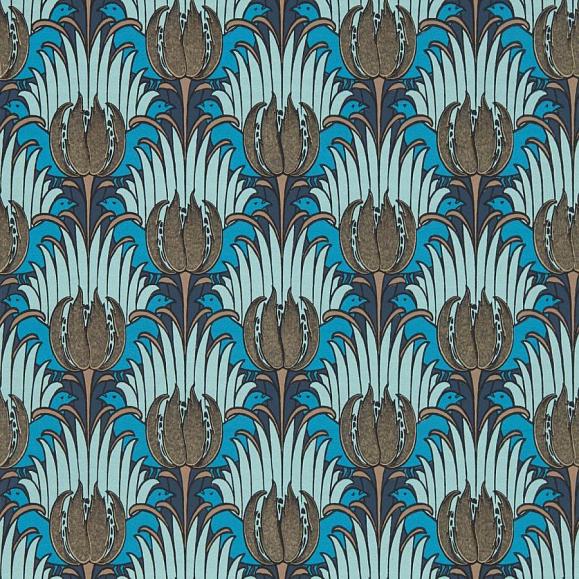 Обои Morris 510017 Tulip & Bird Opal & Seafoam