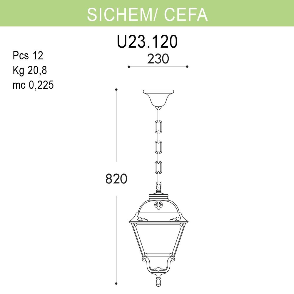 Уличный подвесной светильник Fumagalli Sichem/Cefa U23.120.000.BXF1R
