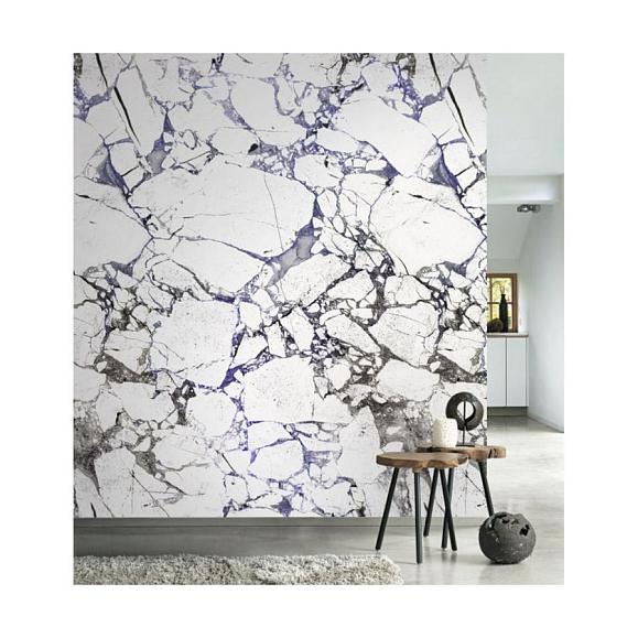 Панно Casadeco 88130603 Marbre Carrare Bleu noir fond blanc