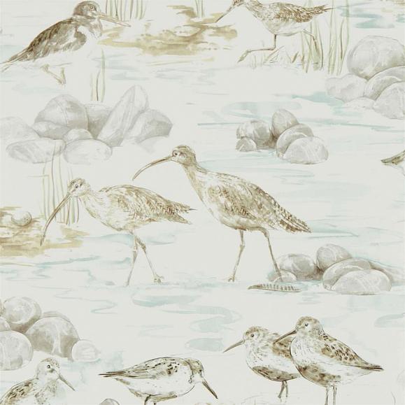 Обои Sanderson 216494 Estuary Birds Mist/Ivory