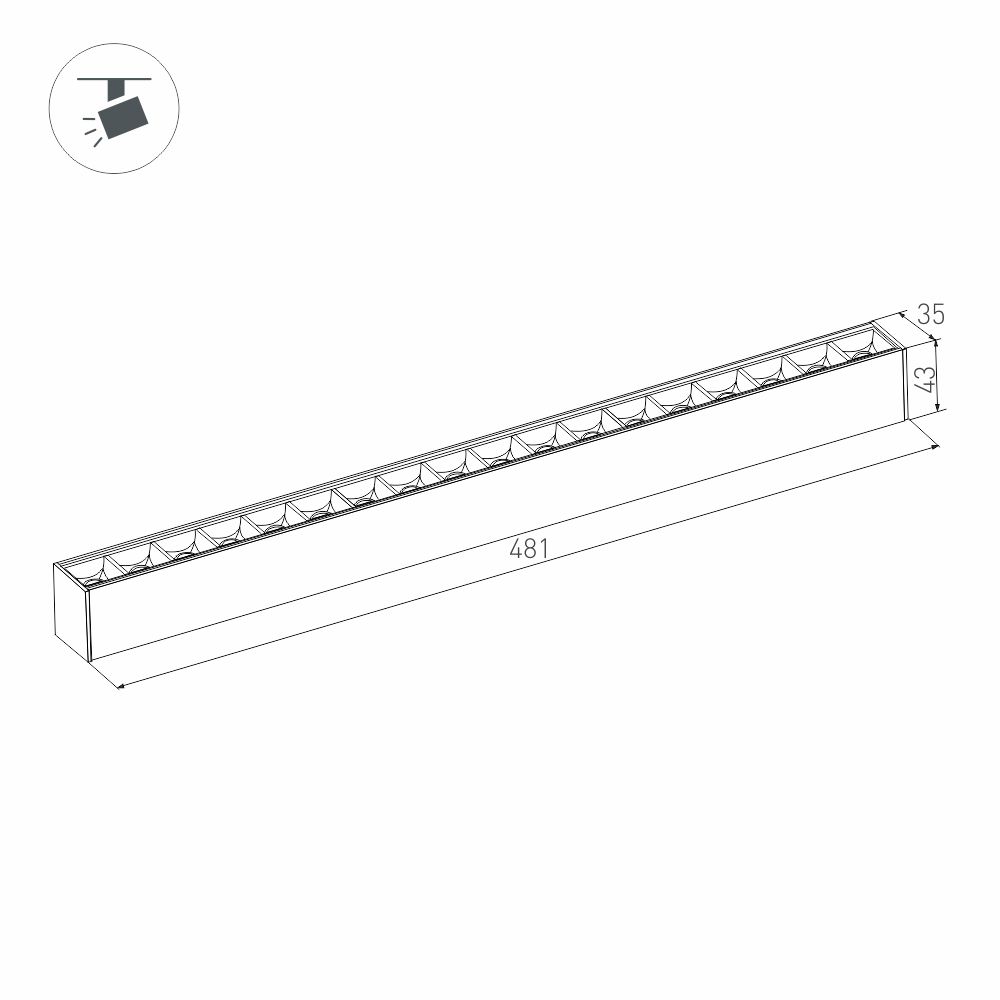 Трековый магнитный светильник Arlight MAG-LASER-45-L480-18W Warm3000 (BK, 15 deg, 24V, DALI) 046548