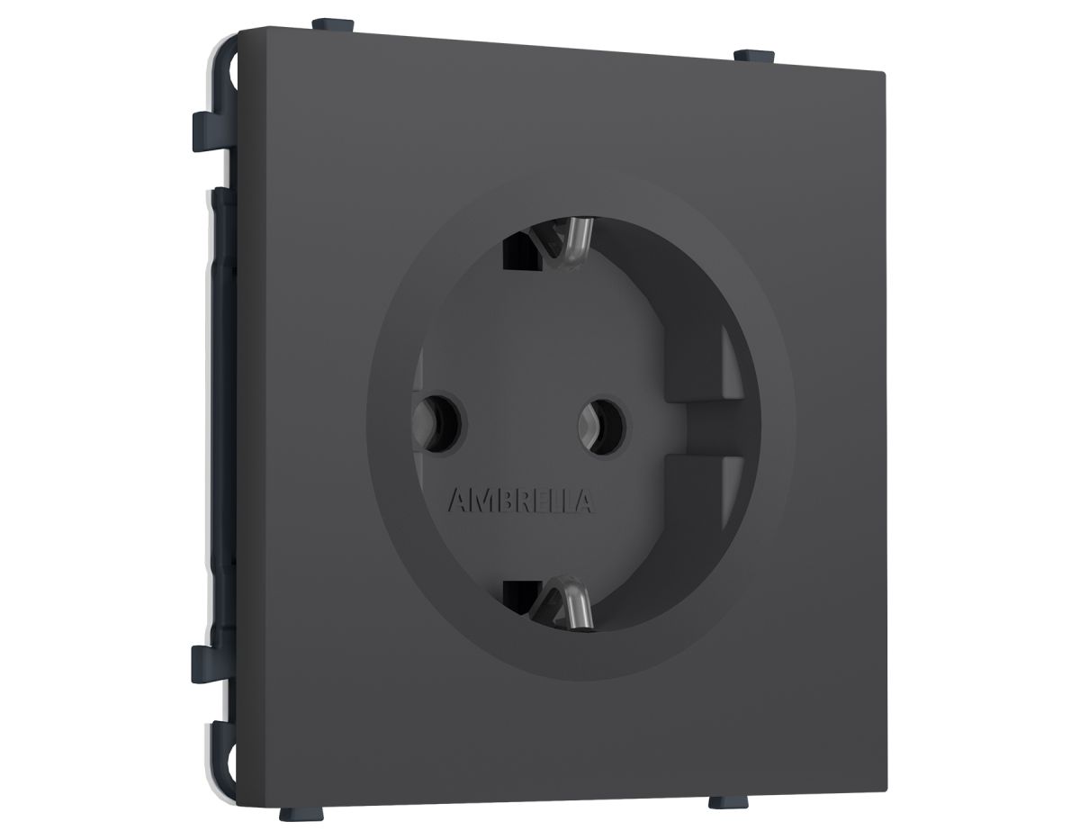 Комплект механизма электрической розетки SIGMA Графит Мягкое касание 50Hz 2P+E с/з 16A-250V QUANT PRO Ambrella Volt MS906010 (SP9060, PR141)