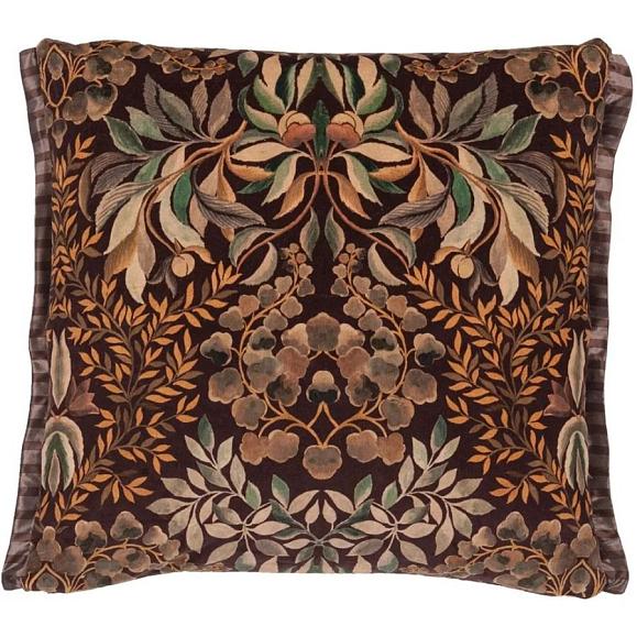 Подушка CCDG1386, Ikebana Damask Velvet, Chocolate, Designers Guild 55 x 55см