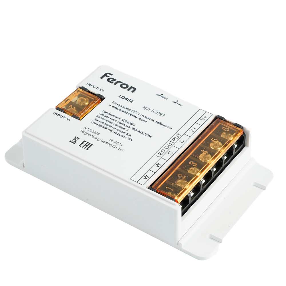 Контроллер CCT с пультом, таймером и визуализатором звука Feron LD482 12-24-48V 52097