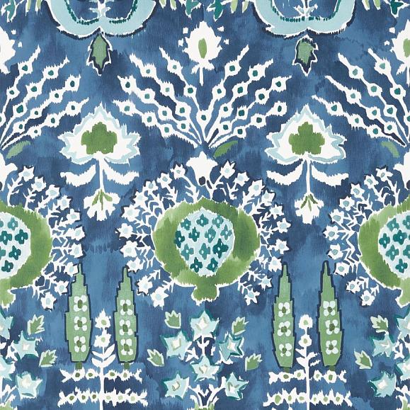 Обои Thibaut T16241 Mendoza Blue and Green on Navy