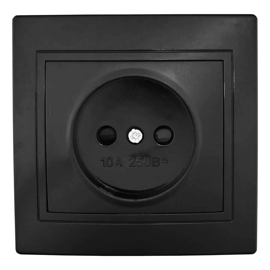 Розетка 2П с защ. шт. скрытой установки 16А 250В IP20, черная (керамика) "Дельта" General 477316