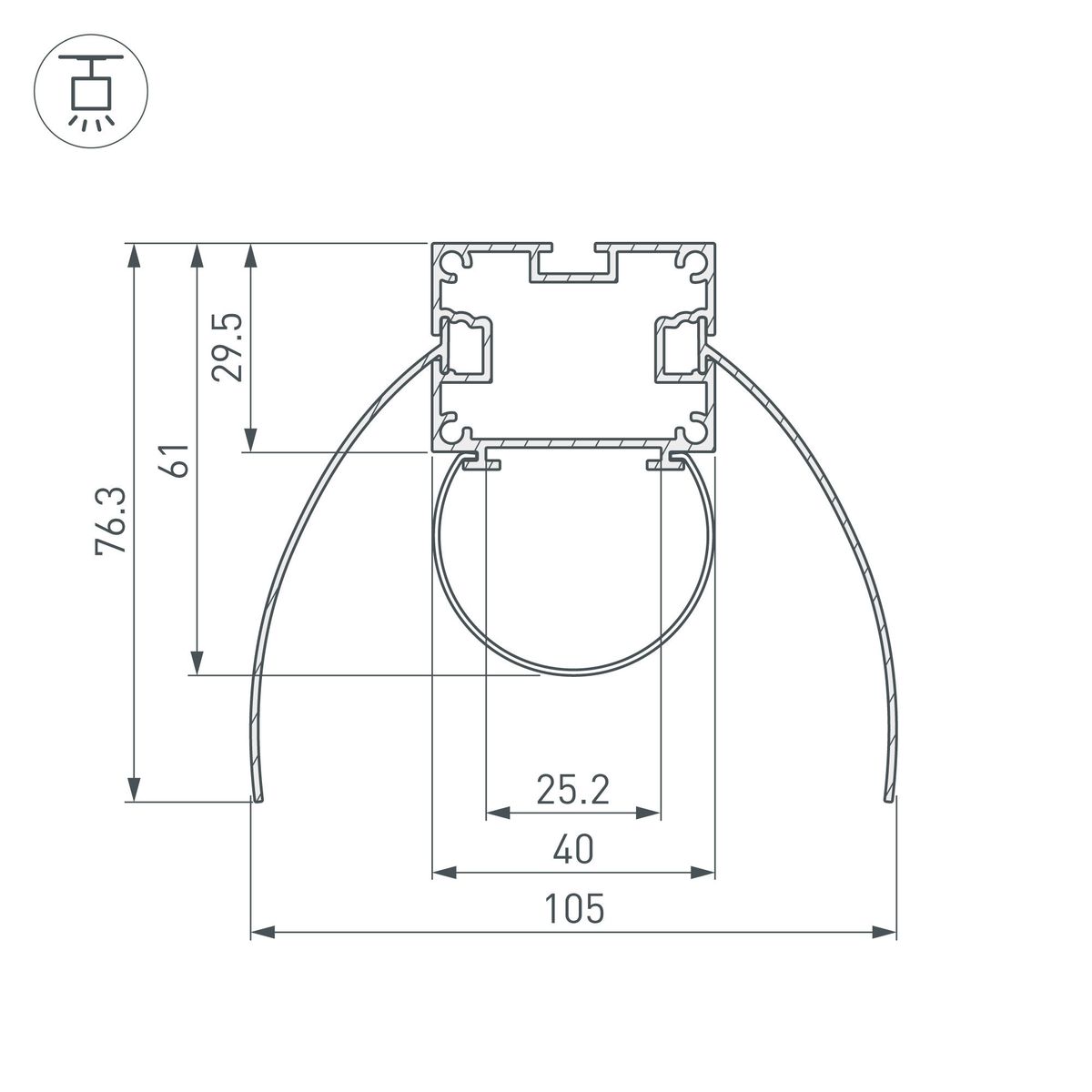 Алюминиевый профиль Arlight ARH-Power-W154-Comfort-2000 Anod 036343