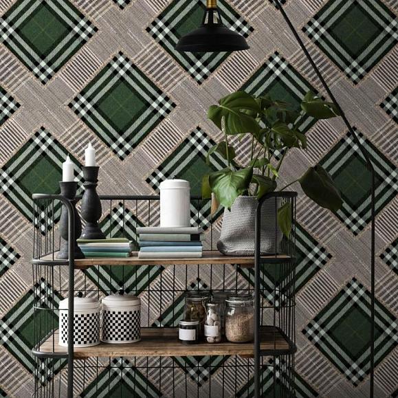 Панно Mind the gap WP20389 Checkered Patchwork British Green