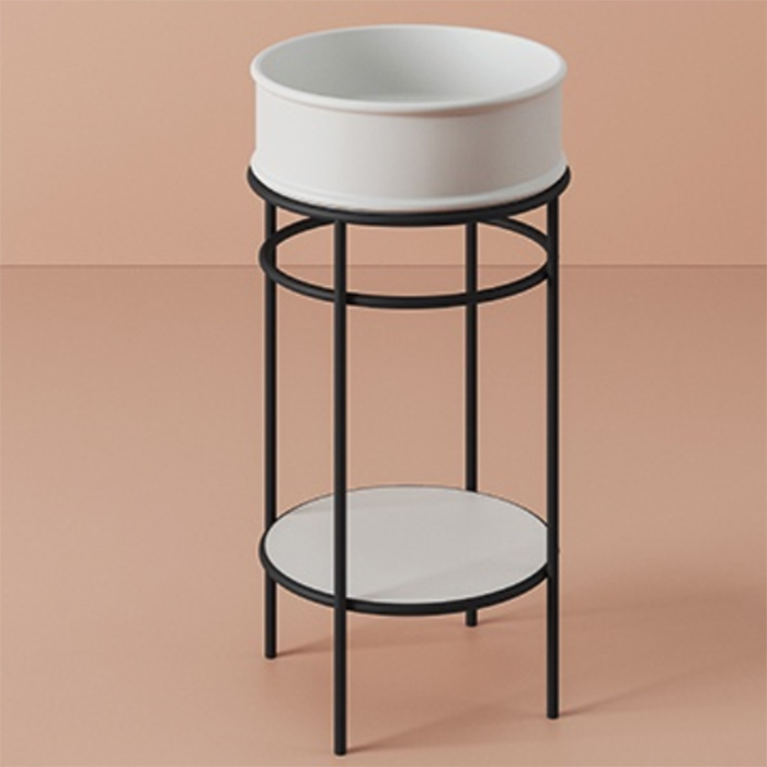 Artceram Vogue Металлическая структура Ø44хh72,5см, напольная, с раковиной, с мраморной полочкой, цвет: черный матовый/белый матовый