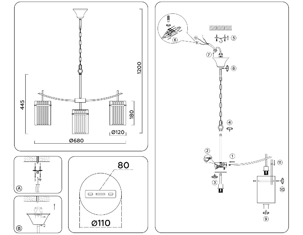 Подвесная люстра Ambrella Light High Light Heigh Light LH56031