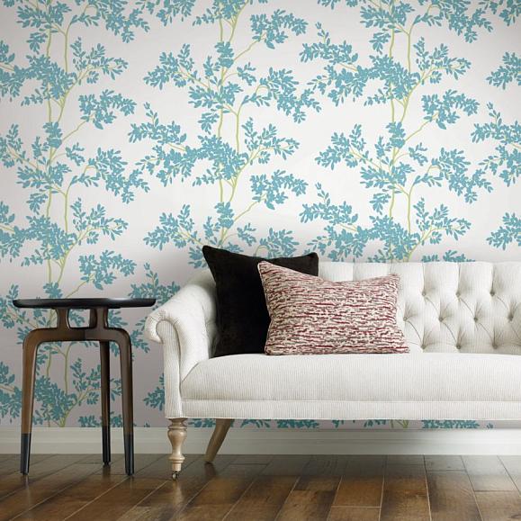 Обои York BL1803 Lunaria Silhouette White/Aqua