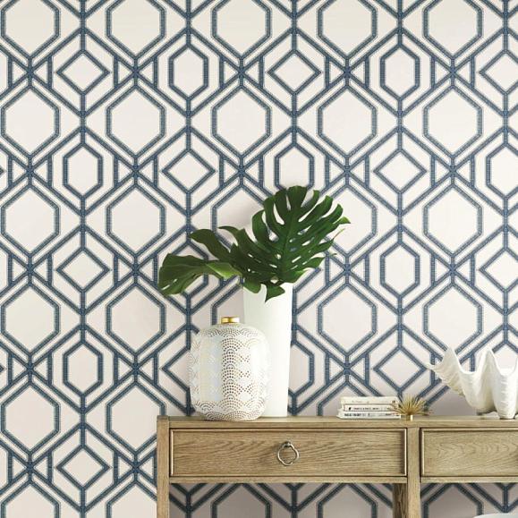 Обои York TC2634 Sawgrass Trellis White/Blue