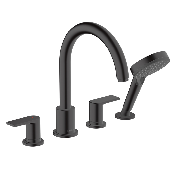 Hansgrohe Vernis Shap Смеситель на край ванны, на 4 отв, цвет: матовый черный
