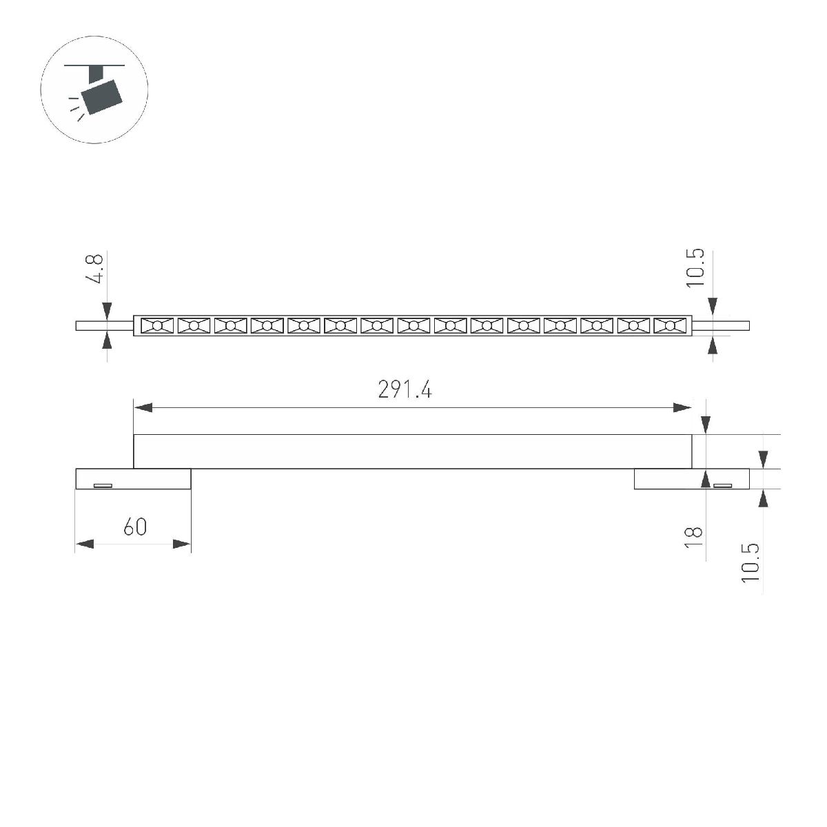 Трековый магнитный светильник Arlight MAG-MICROCOSM-LASER-L300-15W Warm3000 (BK, 30 deg, 24V) 043275