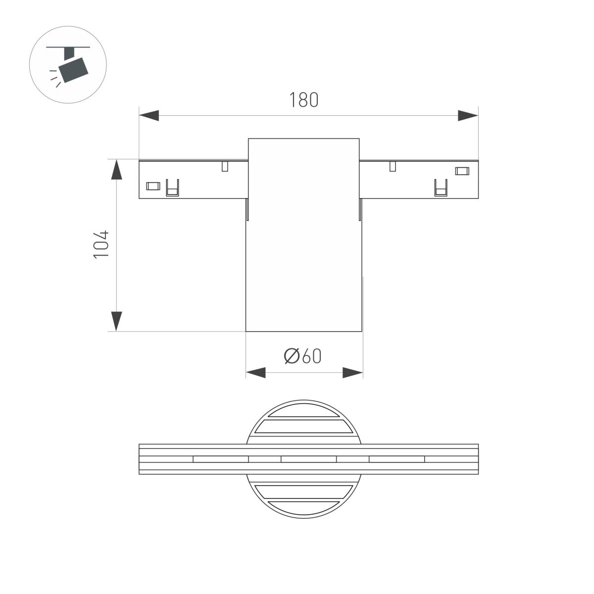 Трековый магнитный светильник Arlight MAG-ORIENT-AXIO-R60-15W Day4000 (WH, 24 deg, 48V) (IP20 Металл) 059255