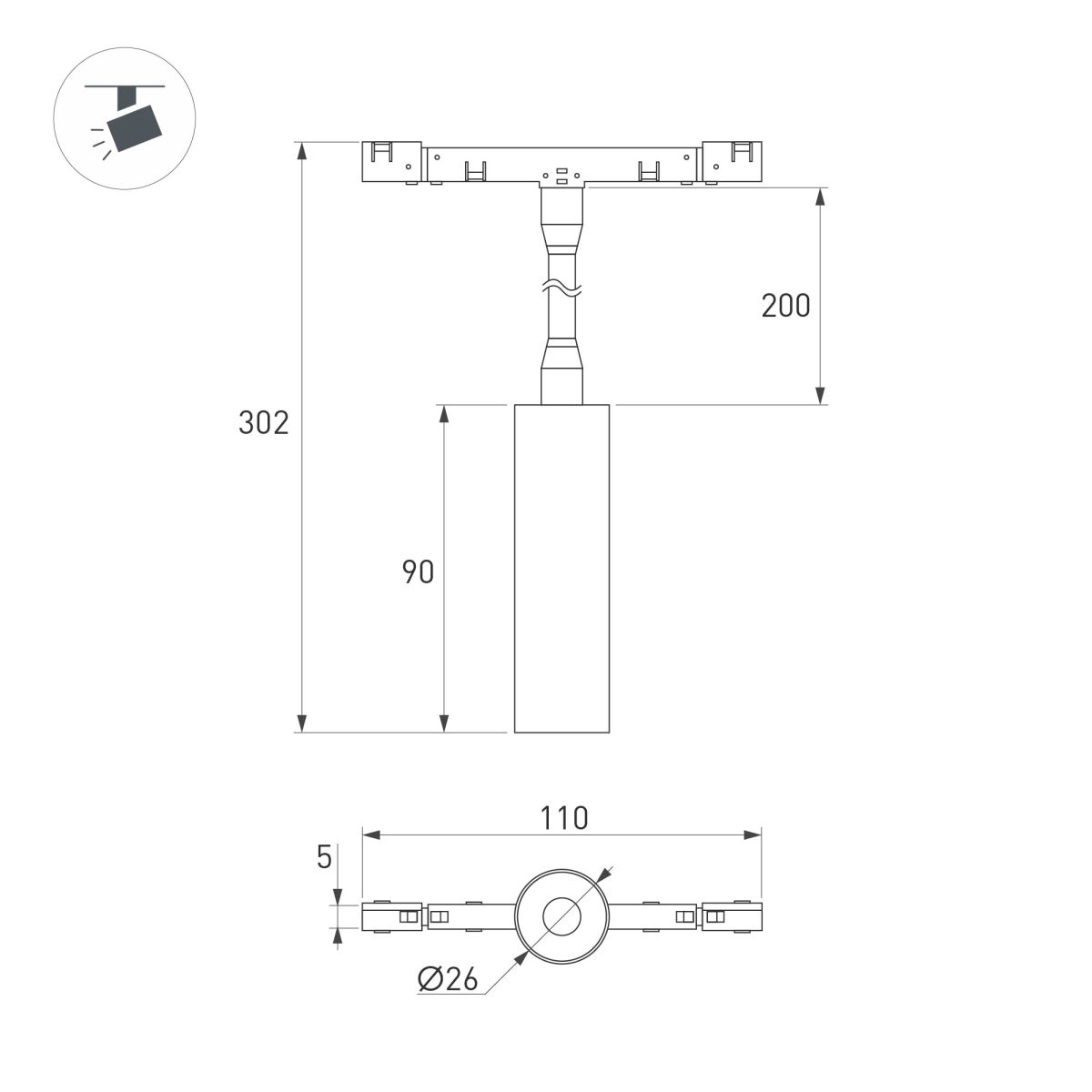 Трековый магнитный светильник Arlight MAG-MICROCOSM-SPOT-FLEX-R26-5W Warm3000 (WH, 24 deg, 24V) (IP20 Металл) 051838