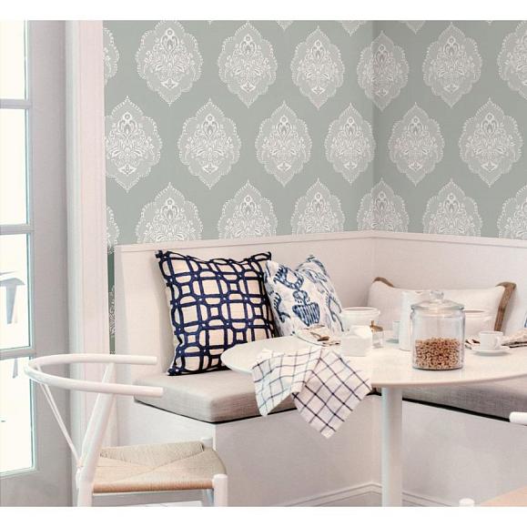 Обои York DM4982 Signet Medallion Damask Eucalyptus