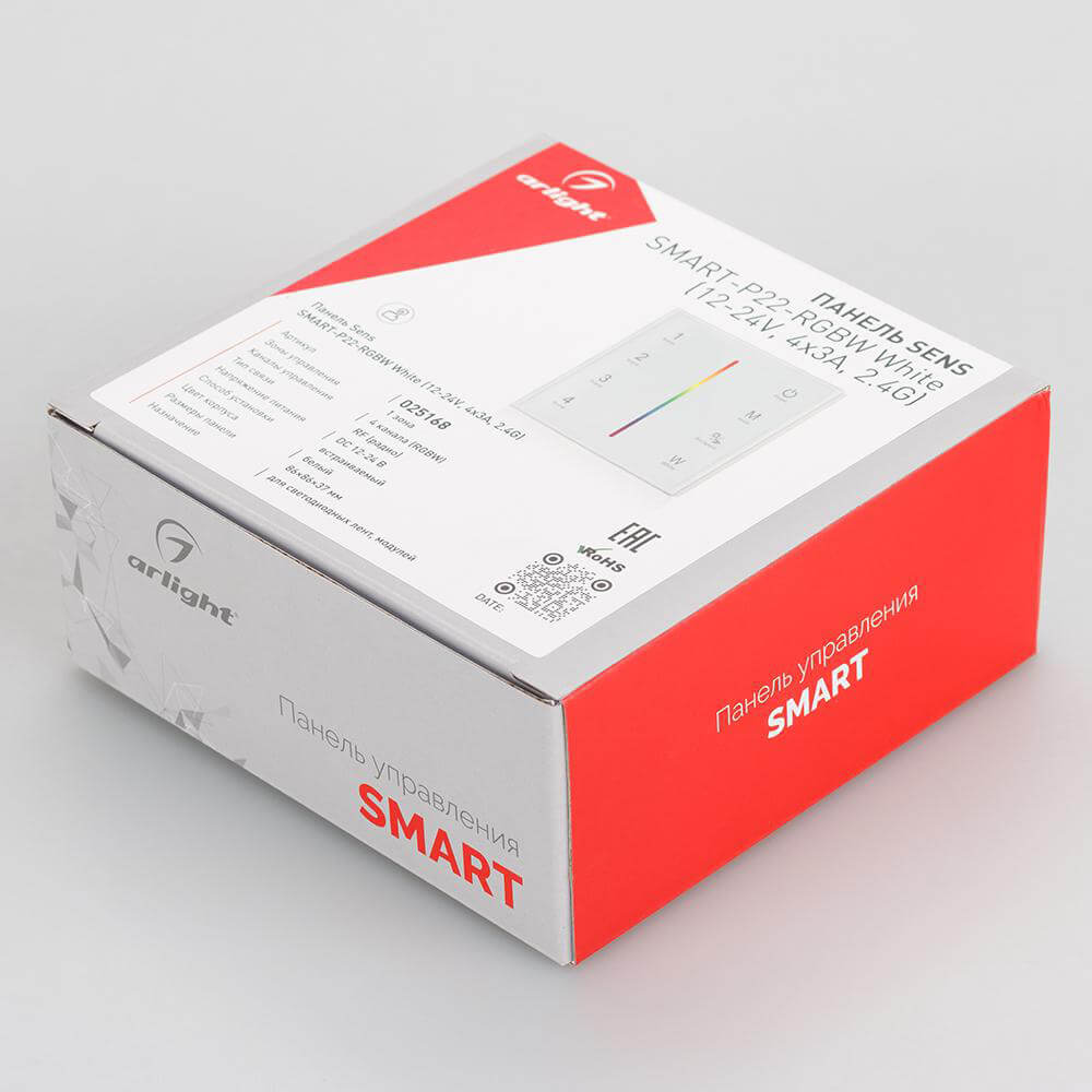 Панель Arlight Sens Smart-P22-RGBW White (12-24V, 4x3A, 2.4G) 025168