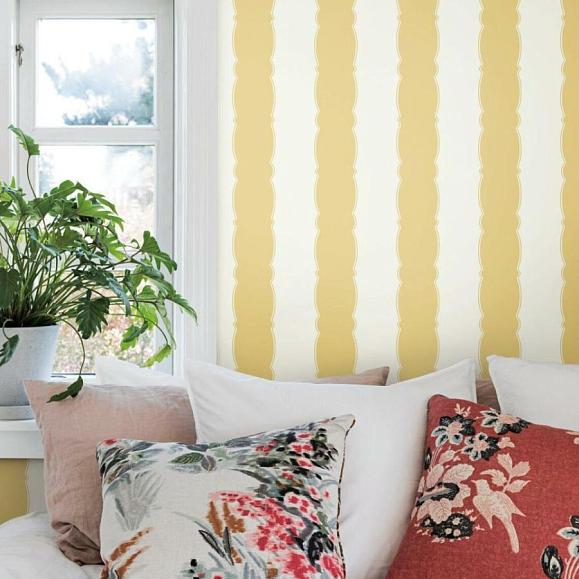 Обои York GR6016 Scalloped Stripe Yellow